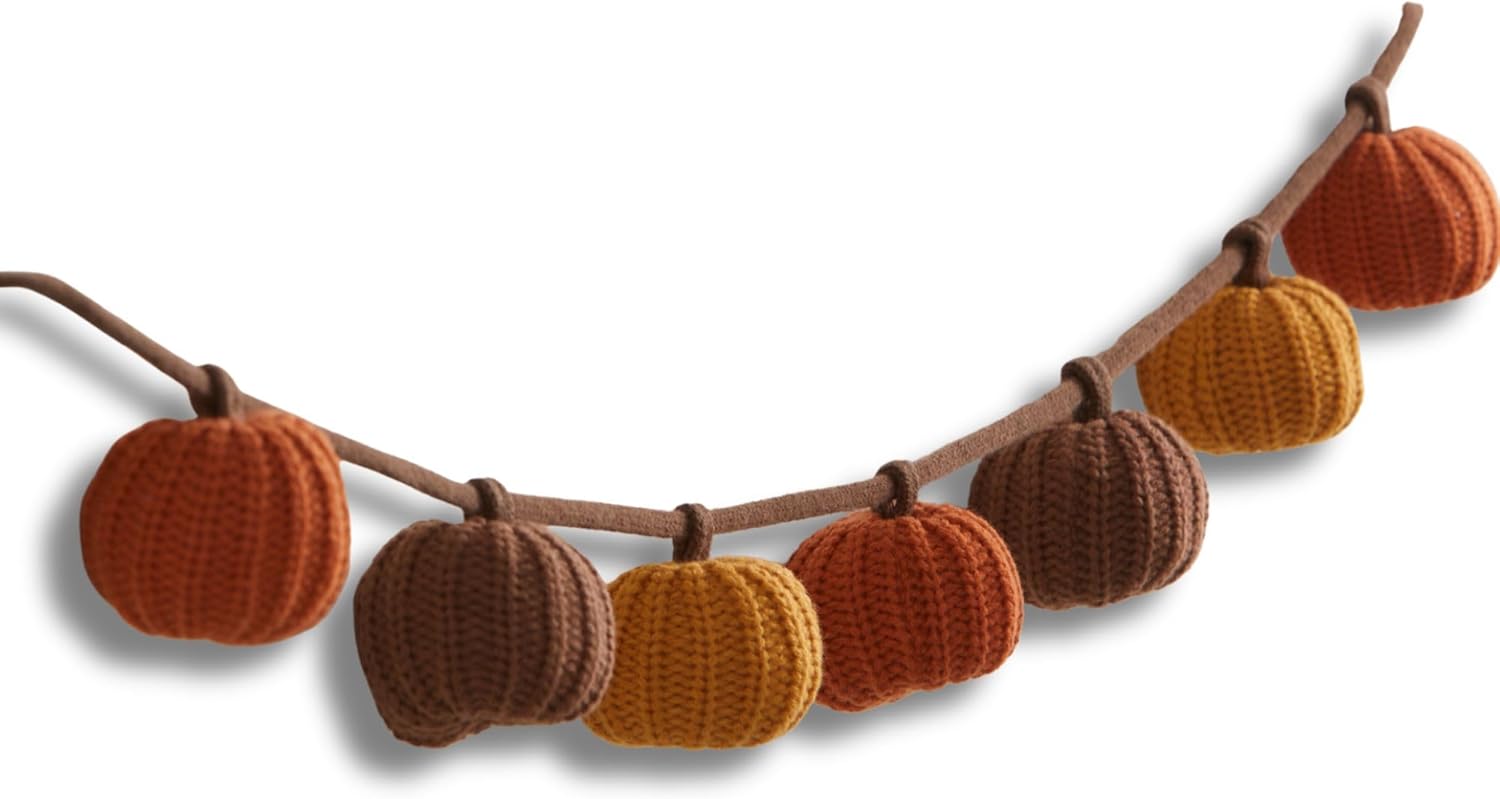 Your Heart's Content Knit Pumpkin Garland for Cozy Fall Decor
