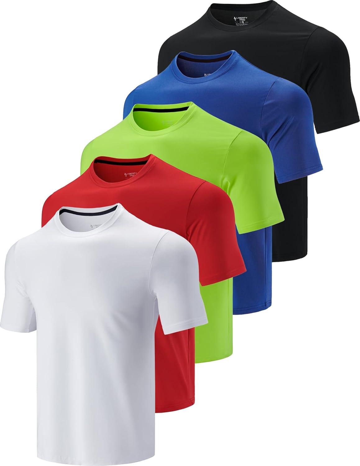5 Pack Mens Active Quick Dry Crew Neck T Shirts for Workouts
