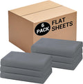 Bulk Twin Flat Sheets Only 6 Pack - Color-Coded, Wrinkle-Free