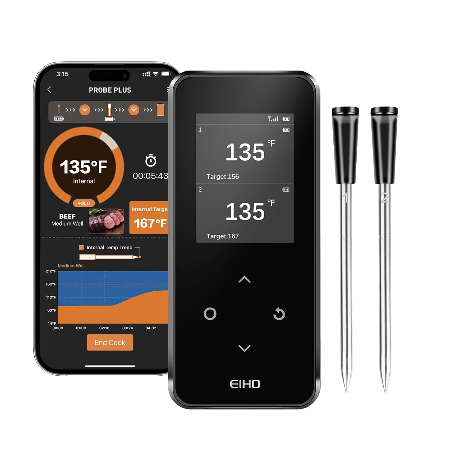 Wireless Meat Thermometer: 600FT Remote Range
