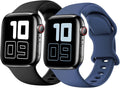 Soft Silicone Kids Apple Watch Bands - 2 Pack, Black+NavyBlue
