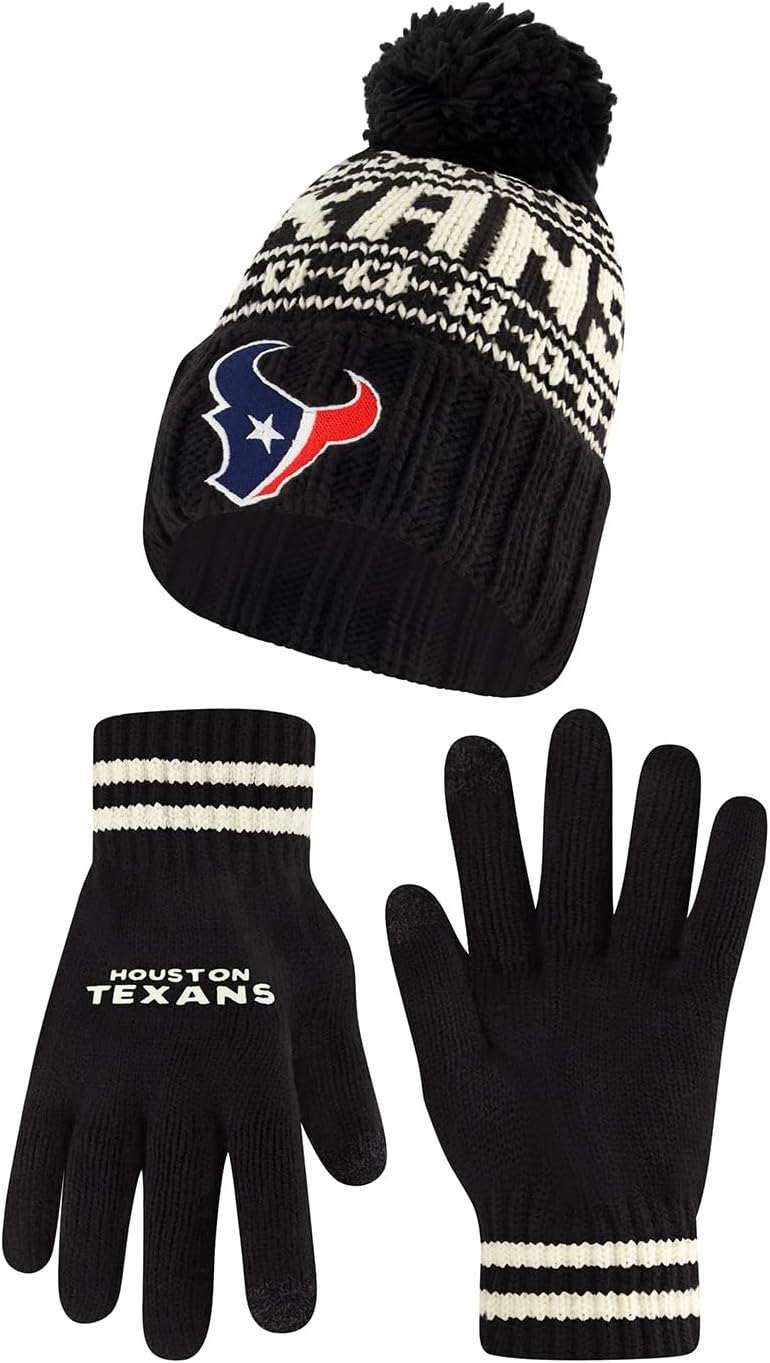 Ultra Game NFL Official Super Soft Cable Knit Beanie & Gloves Set