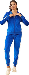 Facitisu Tracksuit for Women Velour 2 Piece Hoodie and Joggers Set