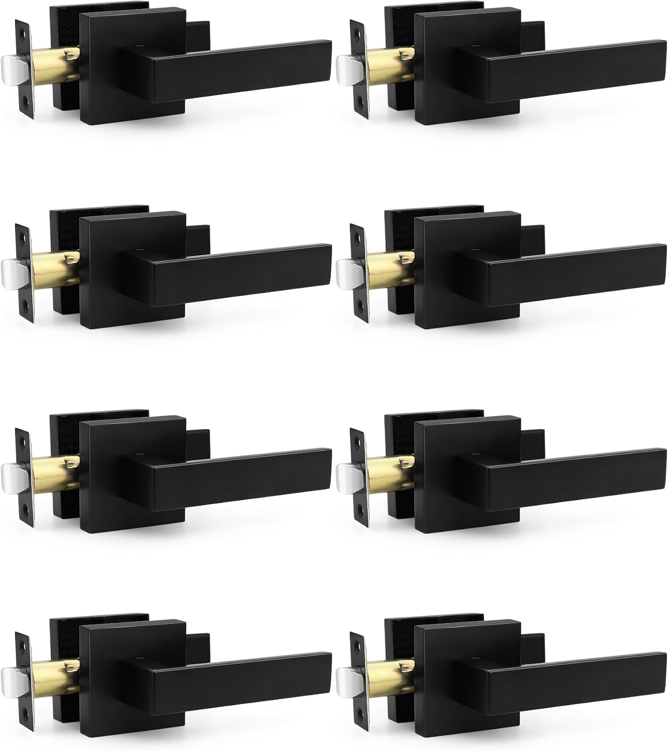 Probrico 8 Pack Matte Black Passage Door Handle for Closets