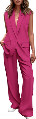 PRETTYGARDEN Women's 2 Piece Sleeveless Suit Vest (Style VN5Y)