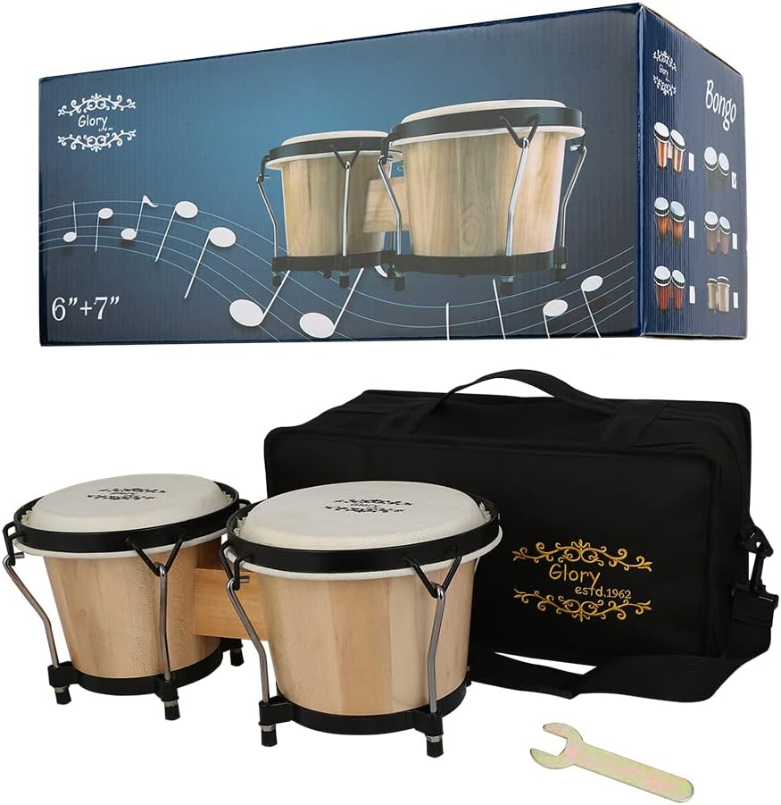 Glory Bongo Drums 6 and 7 Wood Percussion Instrument Review
