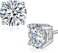 Moissanite Stud Earrings 18K White Gold Plated 925 Sterling Silver