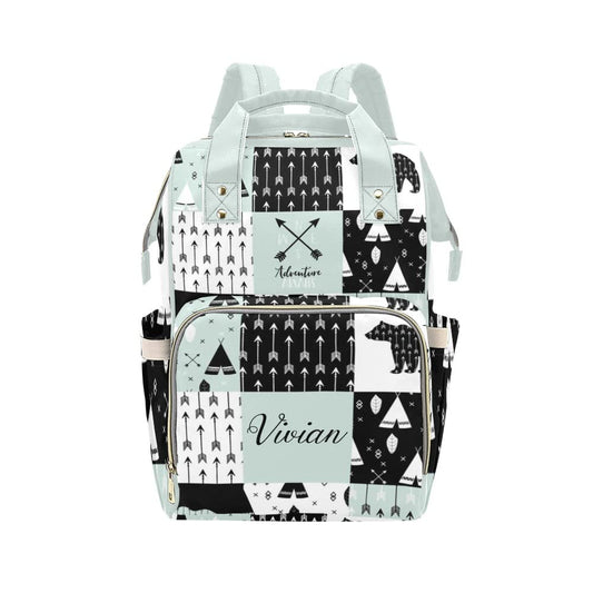 Personalized Green Watercolor Diaper Bag - Custom Name - Ideal for Travel