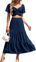 DRESSTELLS Women's 2 Piece Skirt Set - Floral Boho Summer Suit