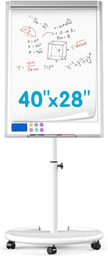 Mobile Dry Erase Board 40 x 28 in - Height Adjustable Magnetic Easel