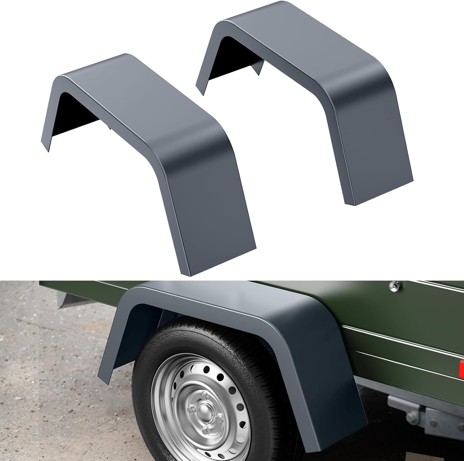 Heavy Duty 14 Gauge Steel Trailer Fenders for 14-16 Inch Tires