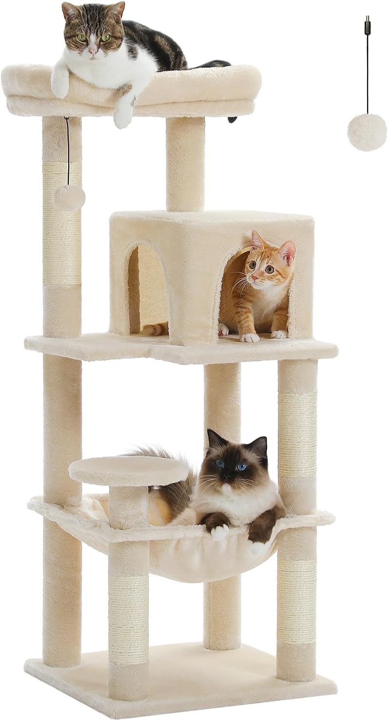 Multi-Level Cat Tree for Indoor Cats with Hammock & Condo