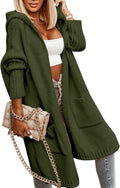 Aoysky Womens Long Cardigans Cable Knitted Hooded Sweater (Style 8J3J)
