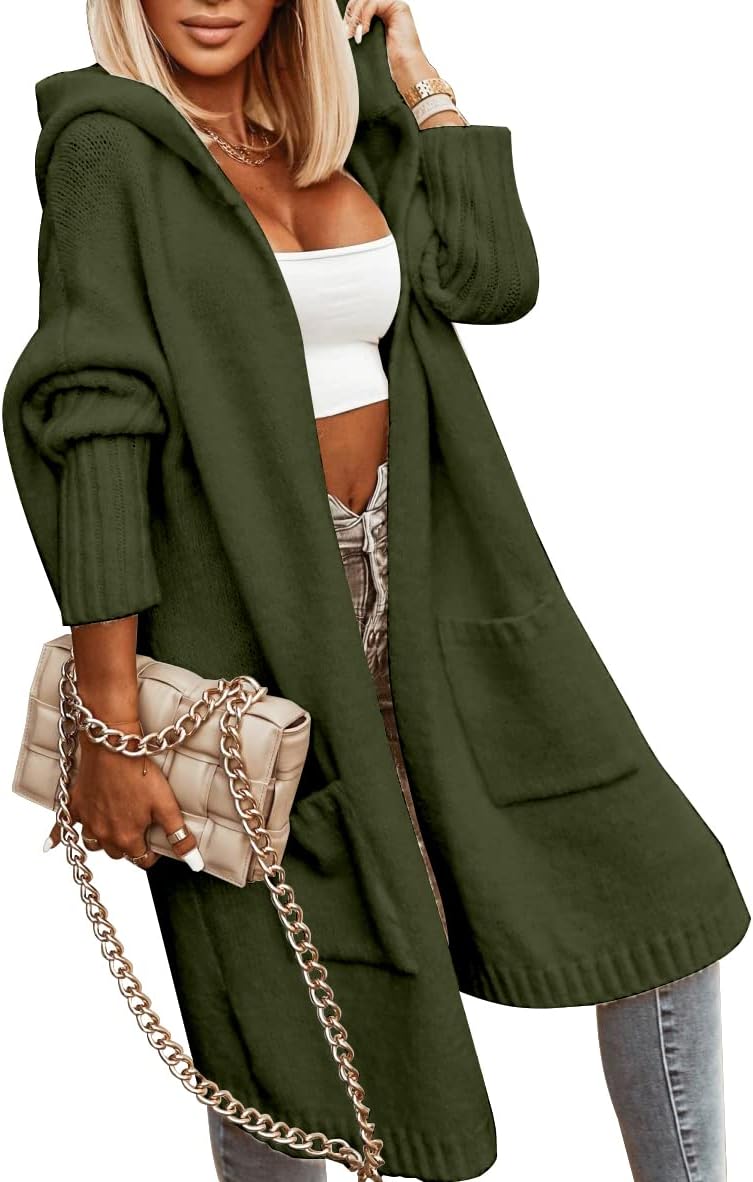 Aoysky Womens Long Cardigans Hooded Oversized Sweater Coat