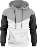 Men's Midweight Fleece Pullover Hoodies Casual Color Block Hooded