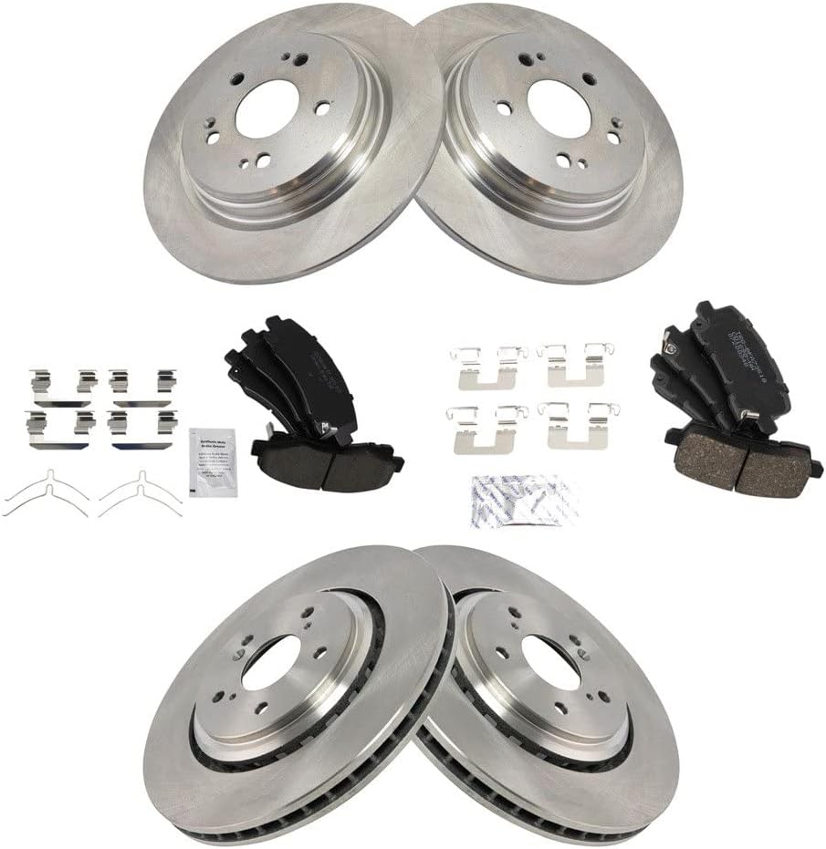 TRQ Front and Rear Brake Pad & Rotor Kit for Acura TLX 2015-2020