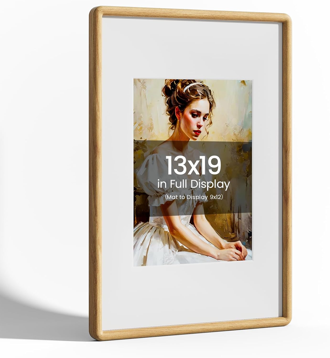 Natural Oak Wood 13x19 Picture Frame with Real Glass Cover