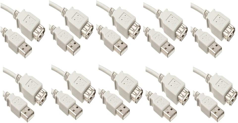 10 Pack USB 2.0 A Male to A Female Extension Cable 10 Feet