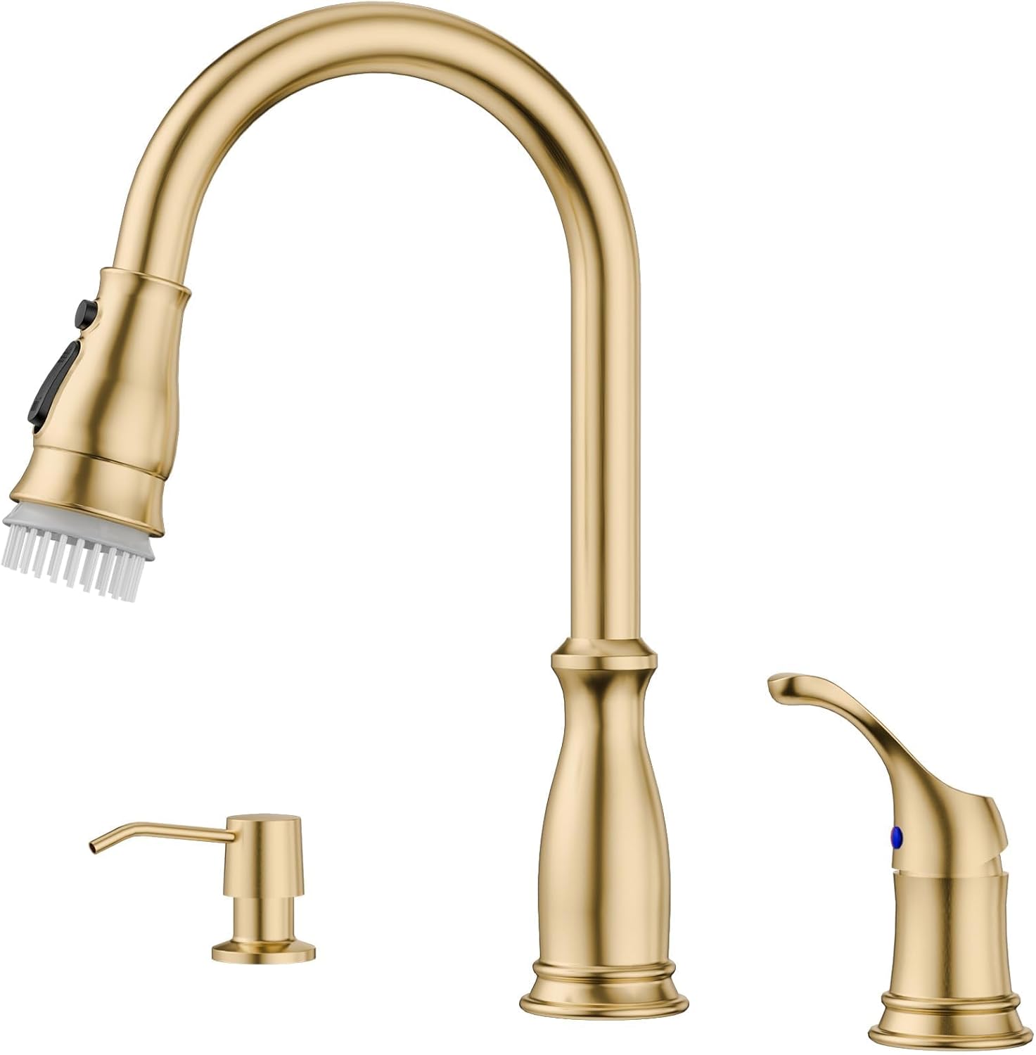 Innovative Brushed Gold Kitchen Faucet with Pull Down Sprayer
