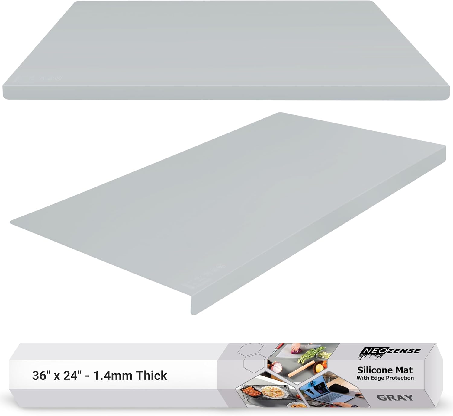 Extra Large Silicone Countertop Mat with Edge Protection Feature