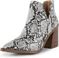 FISACE Womens Pointed Toe Stacked Mid Heel Ankle Boots (Style JL65)
