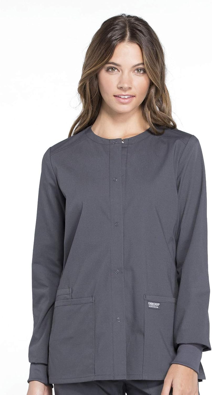 Workwear Professionals Snap Front Scrub Jackets for Women