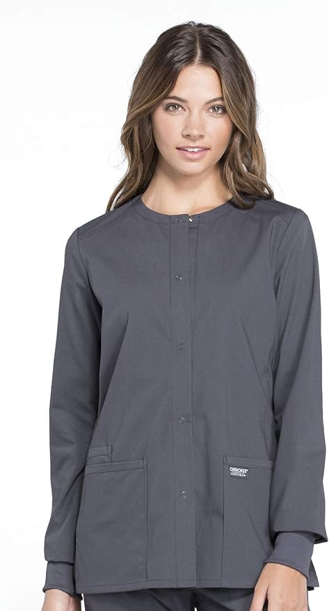 Snap Front Scrub Jackets for Women, Soft Stretch Workwear