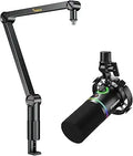 MAONO PD200X Dynamic Microphone with BA91 Boom Arm Bundle - Clear