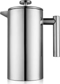 Stainless Steel French Press Coffee Maker 1500ml - Large Double-Wall