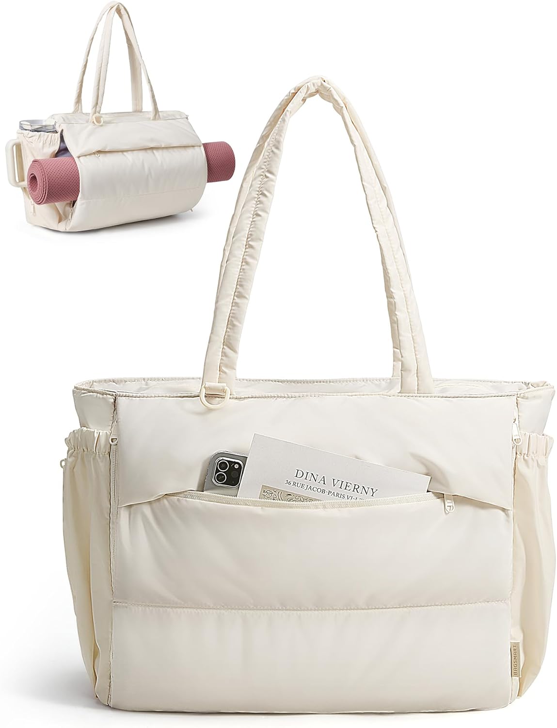 BAGSMART Puffy Tote Bag for Women: Stylish Gym and Travel Bag