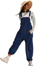Women's Casual Corduroy Overalls Sleeveless Adjustable Straps Loose