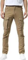 Plaid&Plain Men's Cargo Pants Slim Fit with Articulated Knees freedom