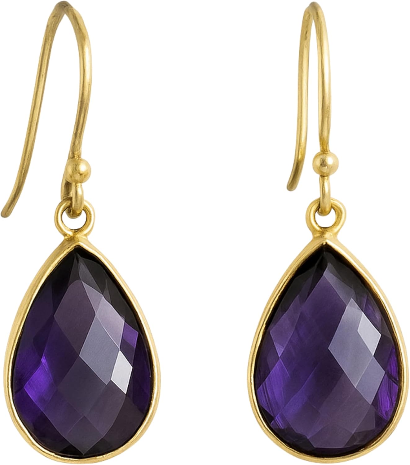 Gemstone Gold Plated Sterling Silver Drop Earrings for Women