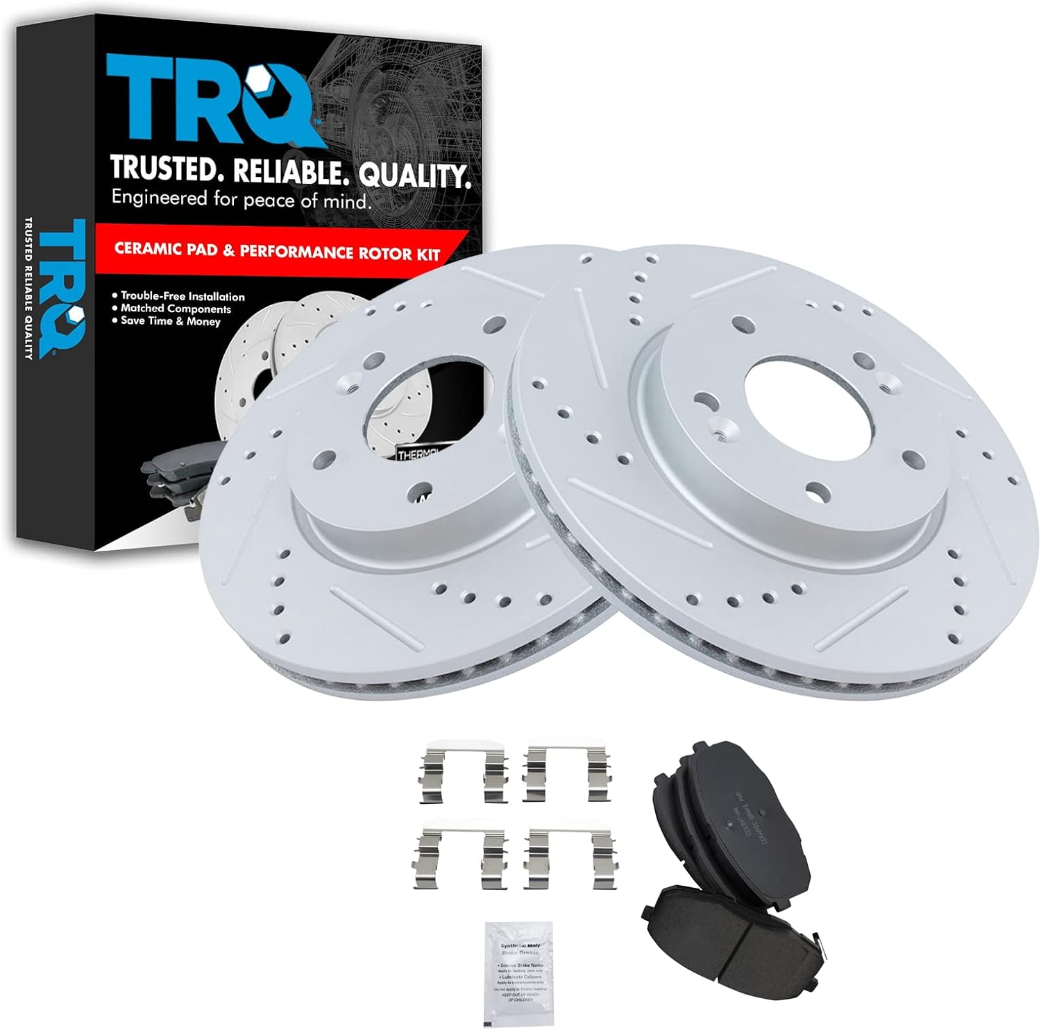 TRQ Front Performance Brake Pad & Rotor Kit for Kia Soul 2014-2016