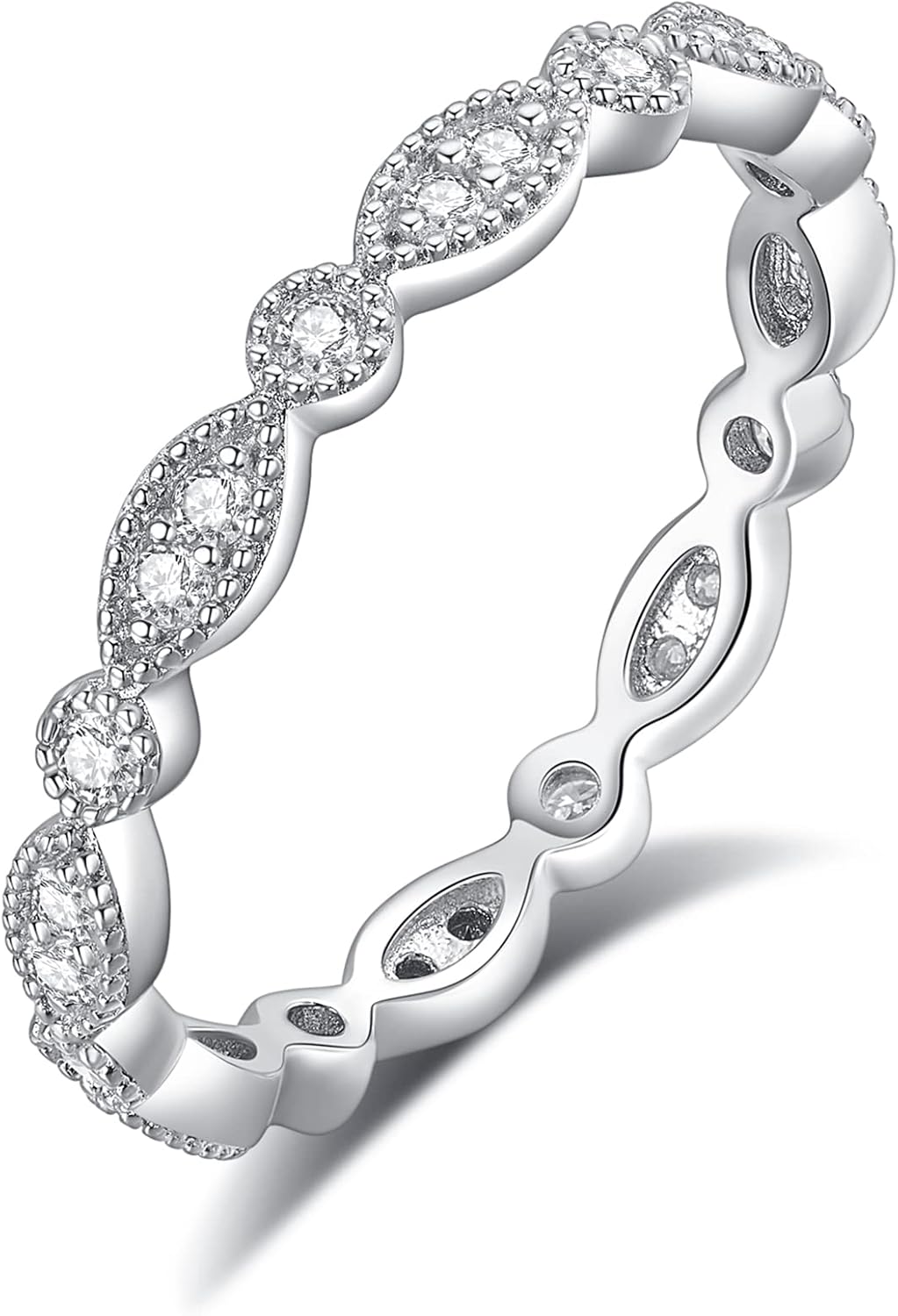 IMOLOVE Moissanite Wedding Band for Women in 925 Sterling Silver