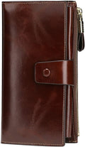 Itslife Womens RFID Blocking Large Capacity Leather Wallet - Coffee