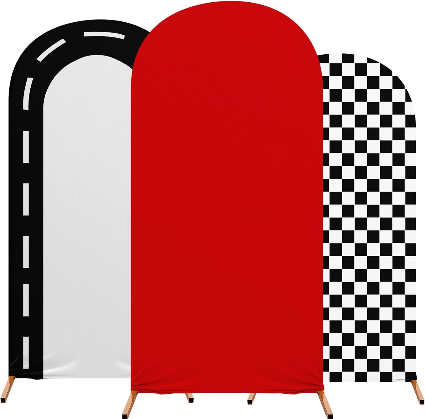 Fast Party Arch Backdrop Cover Set of 3 for Racing Theme Events