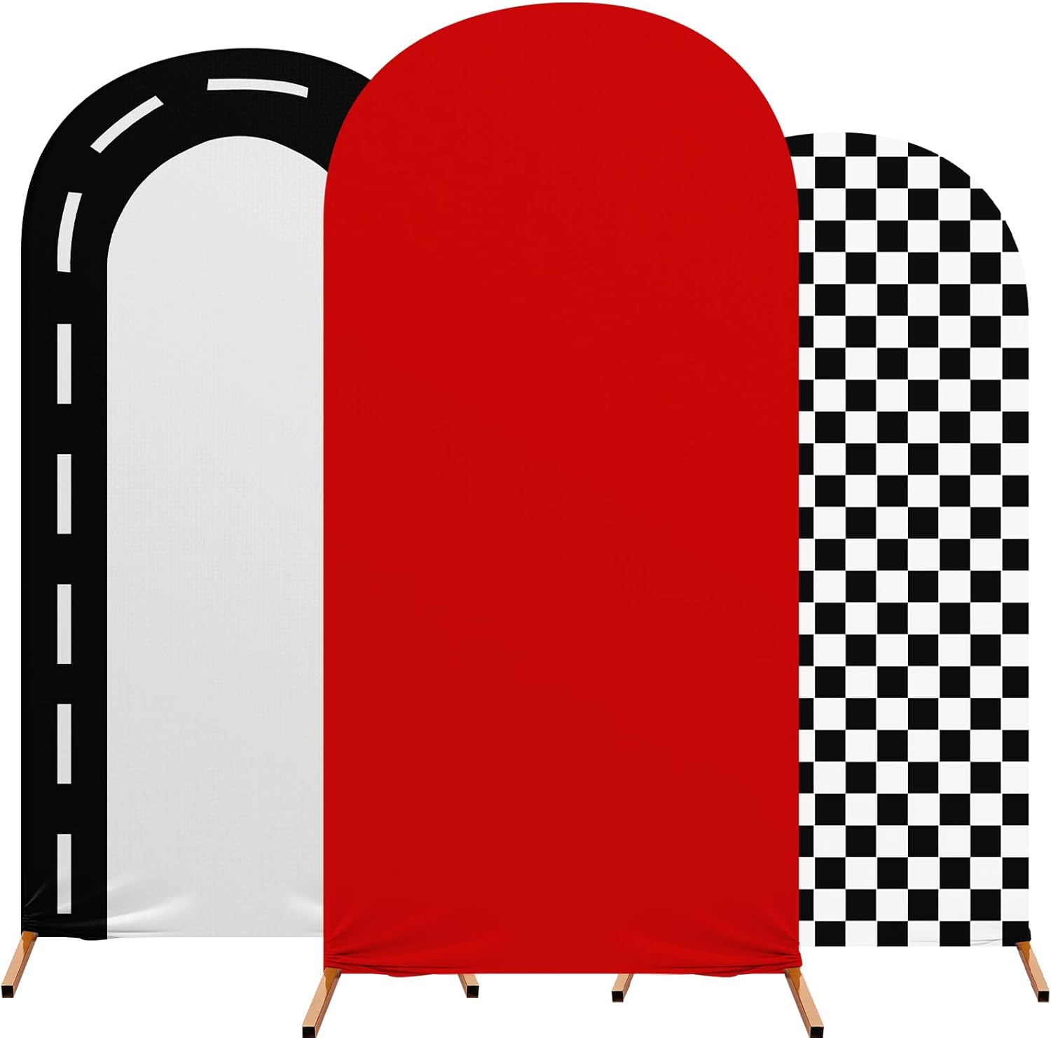 Fast Party Arch Backdrop Cover Set of 3 for Racing Theme Events