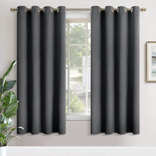 YoungsTex Dark Grey Blackout Curtains for Bedroom and Office