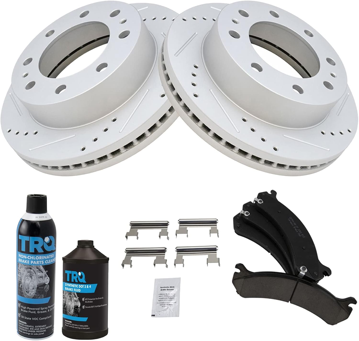 TRQ Brake Pad & Rotor Ceramic Front Kit for Chevy GMC Vehicles