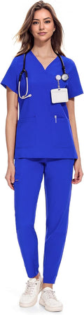 COZYFIT Medical Scrubs for Women Set - Curved V-Neck (Style 9DWT)