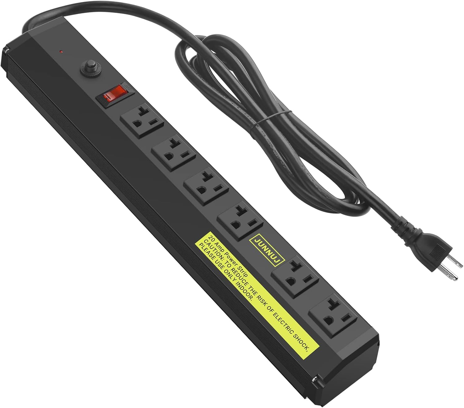 JUNNUJ Heavy Duty Metal Power Strip with 6 Outlets and 20A