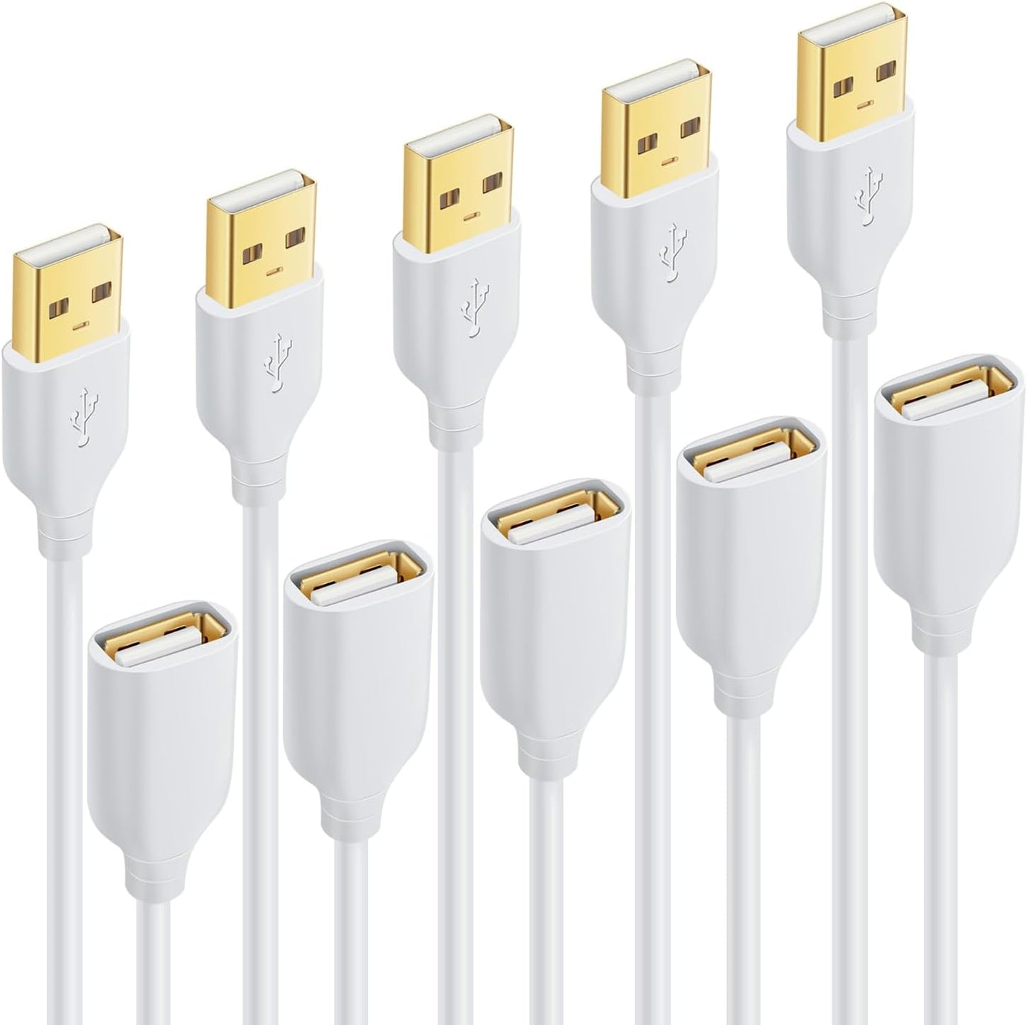 Besgoods 5-Pack USB Extension Cable Set - 10ft Long Reach for Seamless Connectivity