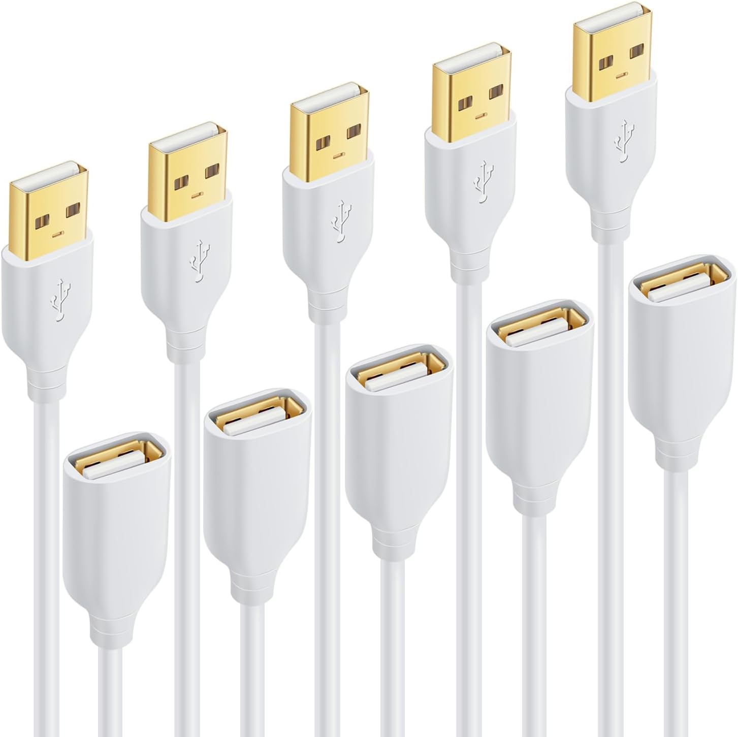 Besgoods 5-Pack USB Extension Cable Set - 10ft Long Reach for Seamless Connectivity