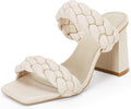 Braided Heels Sandals Chunky Block Heel Double Strap (Style 5WYG)