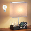 EVISTR Fully Dimmable Table Lamp for Bedroom - Dual USB & Outlets