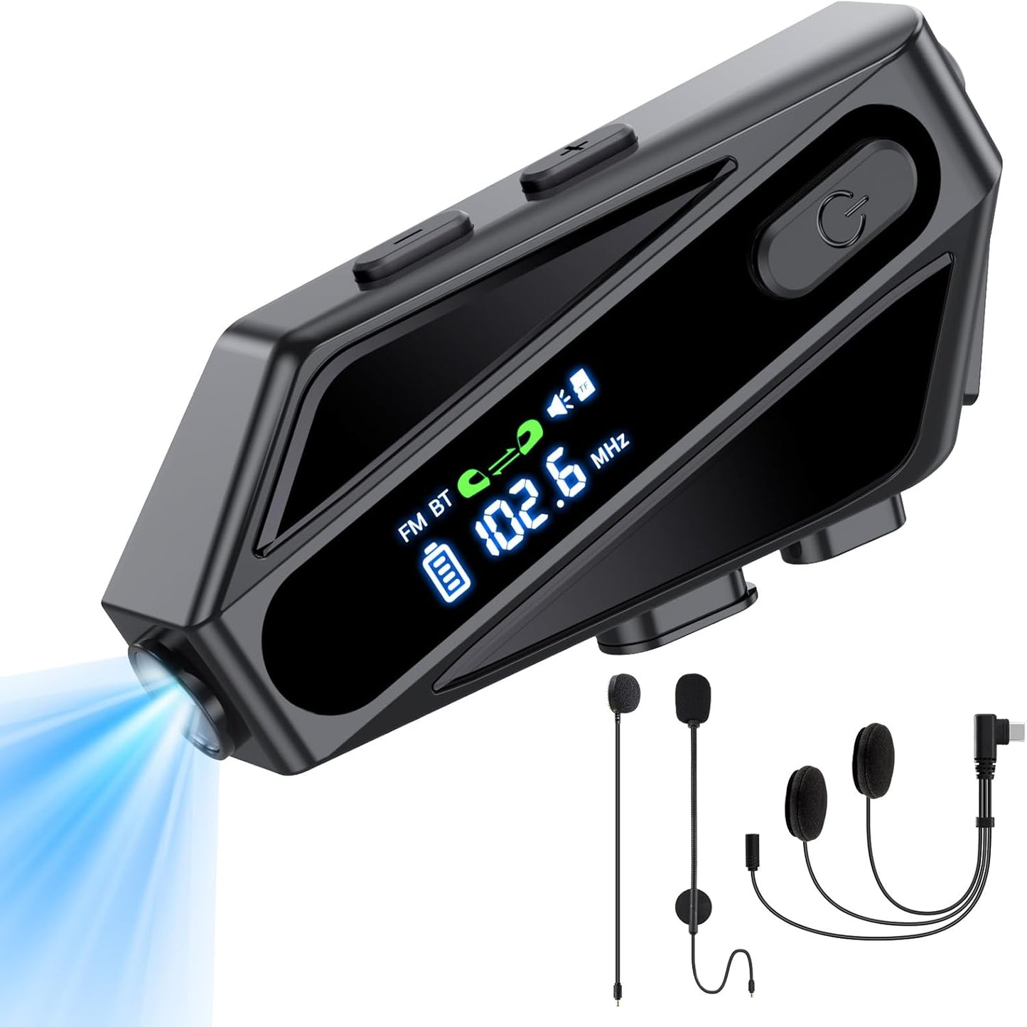 Motorcycle Helmet Bluetooth Headset with Intercom and Music