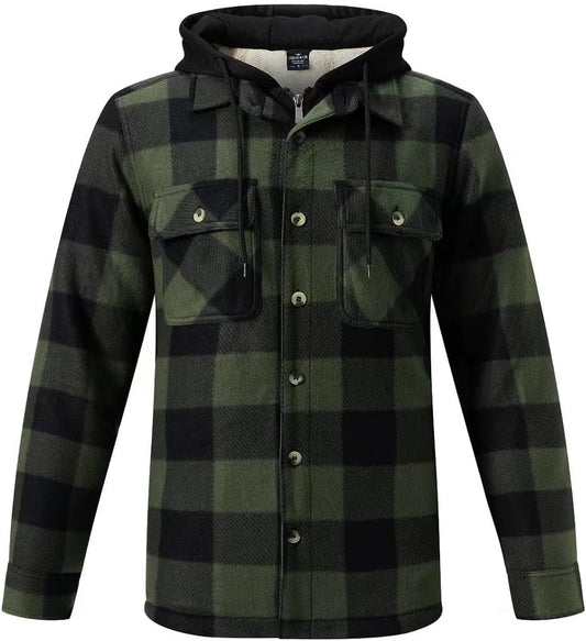 Winter Heavy Warm Sherpa Lined Fleece Plaid Flannel Jacket