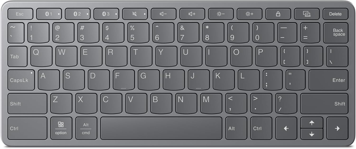 Lenovo Multi-Device Bluetooth Keyboard: Connect 3 Devices, Slim Design, 60-Hour Battery
