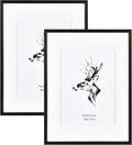 Yaetm Black Wood 16x20 Picture Frame Matted to 11x14 - Simple Solid